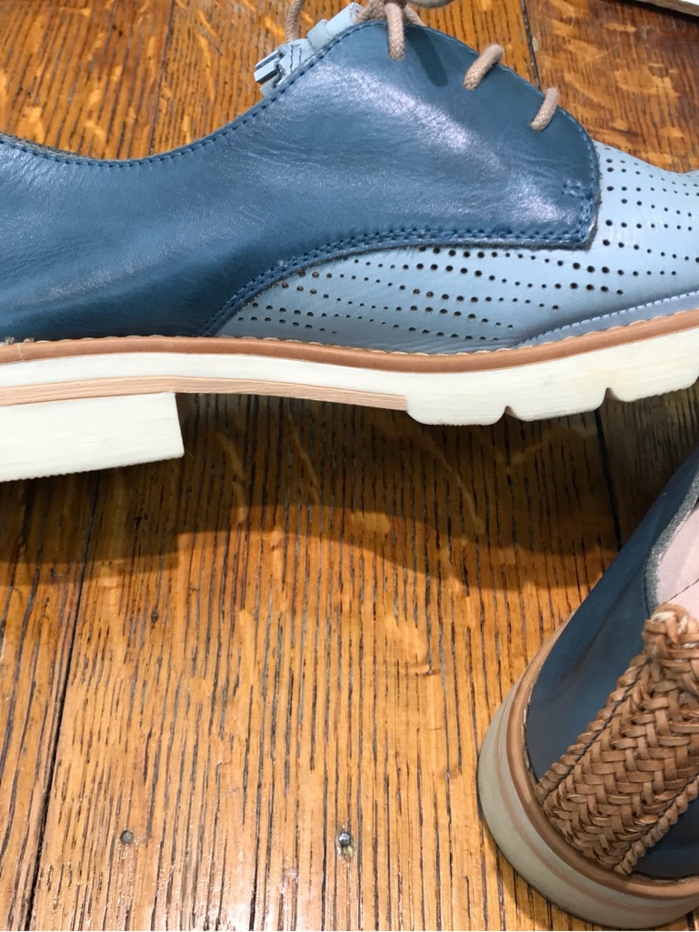 PIKOLINOS Two-Tone Blue Perforated Leather Lace-Up Oxfords - Picture 3 of 5